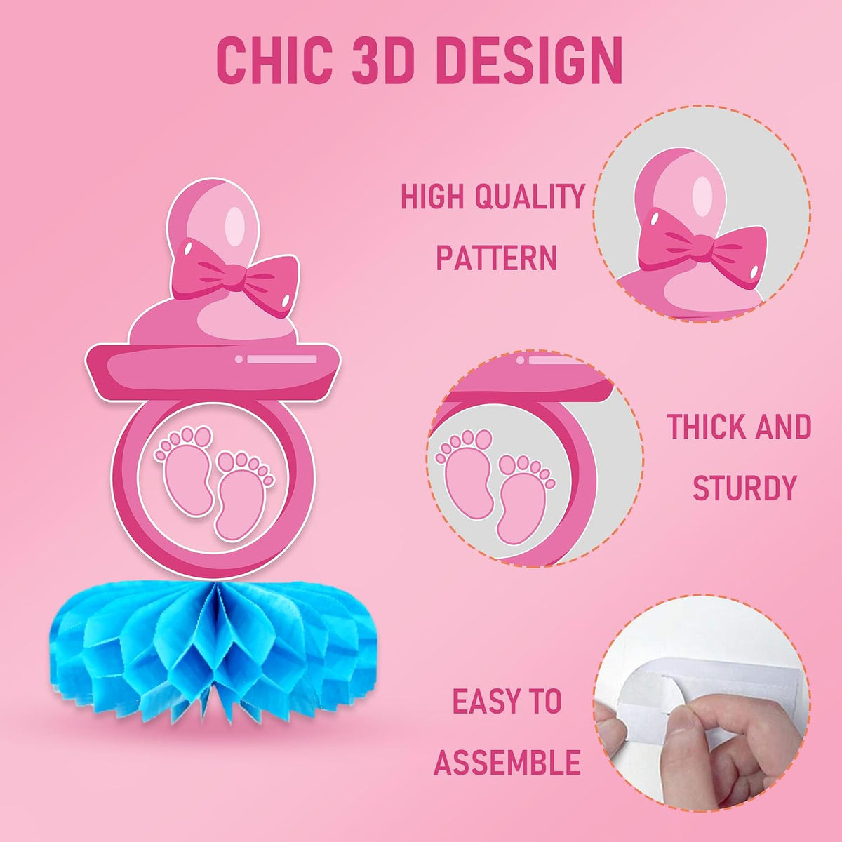 Ten-pack gender reveal table decorations