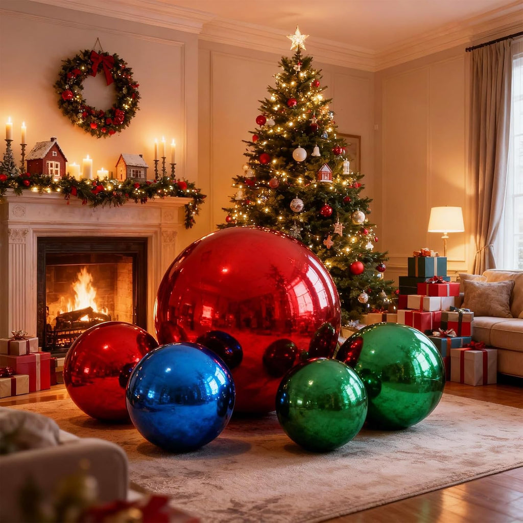 Large red mirror ball décor without pump