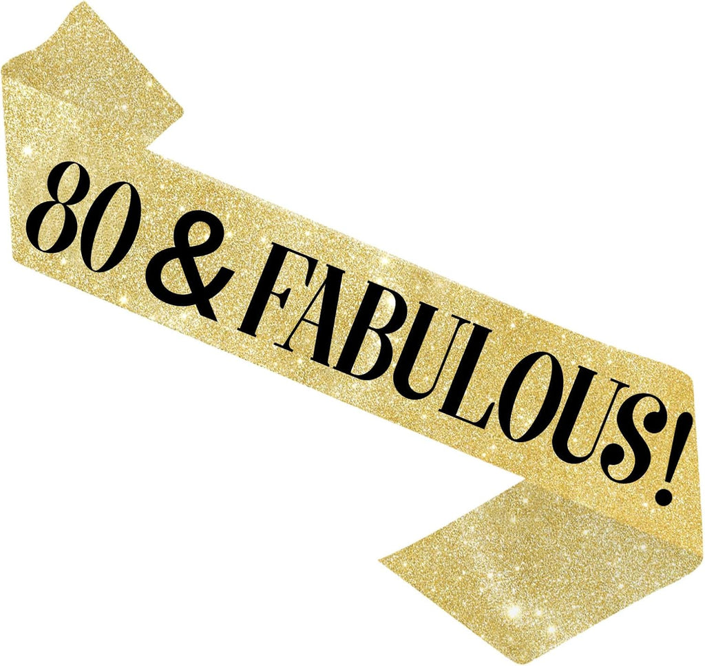 Gold birthday sash for an 80th birthday