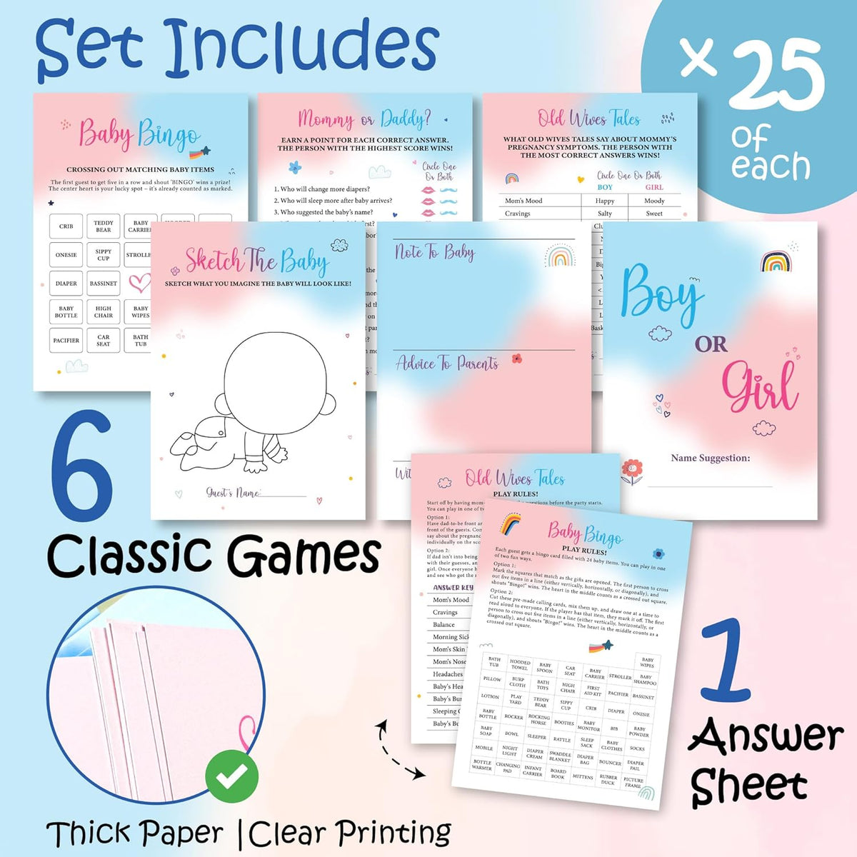 Six-game gender reveal party set