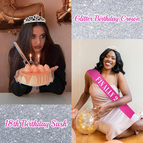 Finally 21 birthday sash with silver rhinestone crown