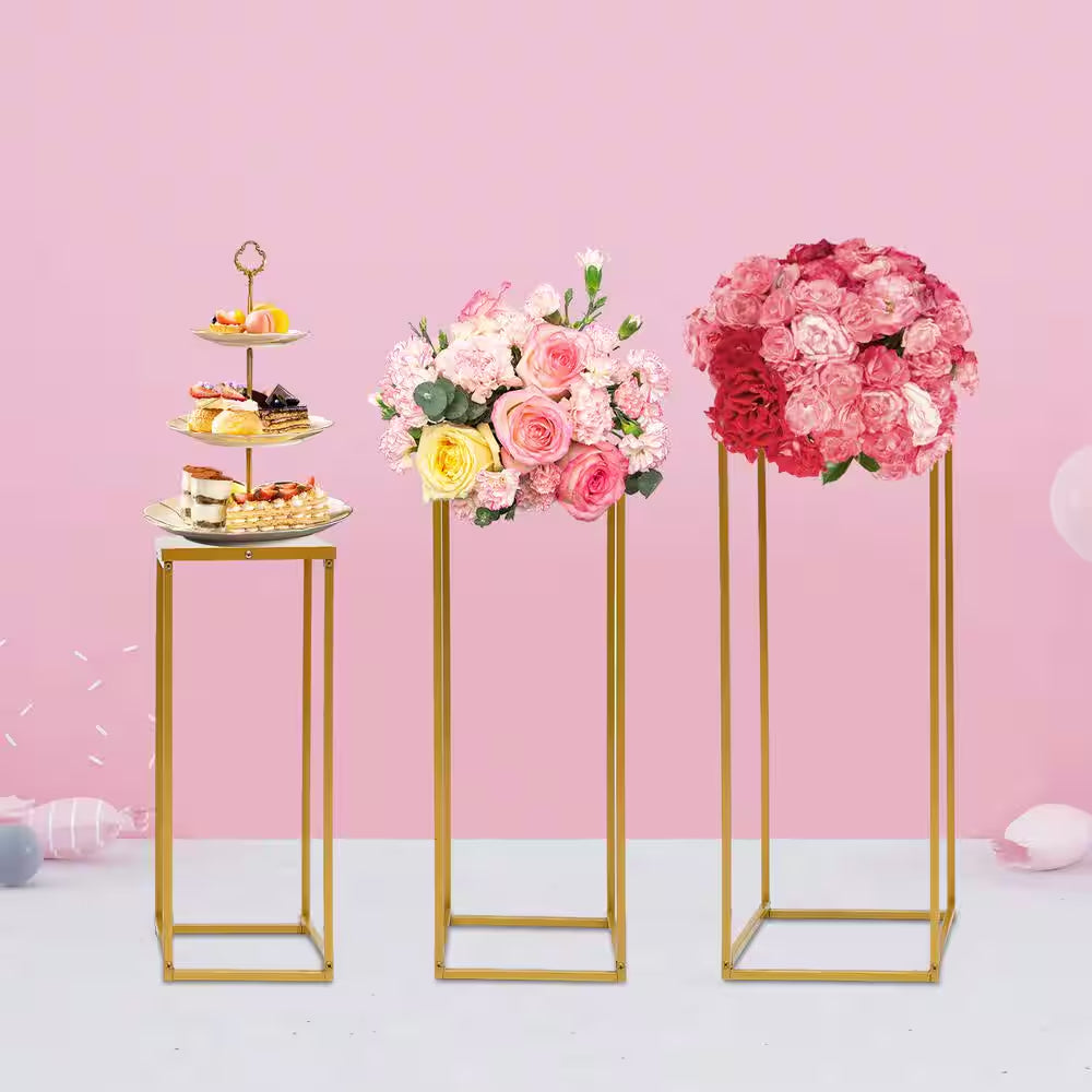 Wedding table centerpiece stands in gold