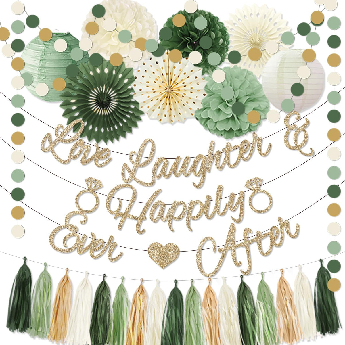 Sage green bridal shower decoration kit