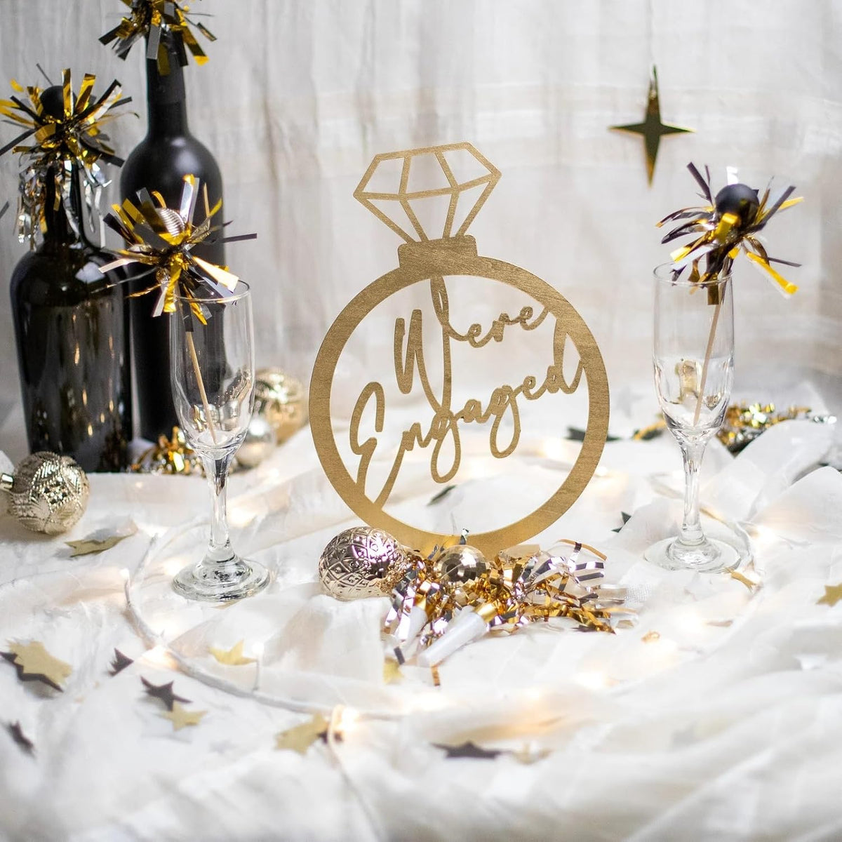 Engagement party sign and keepsake décor