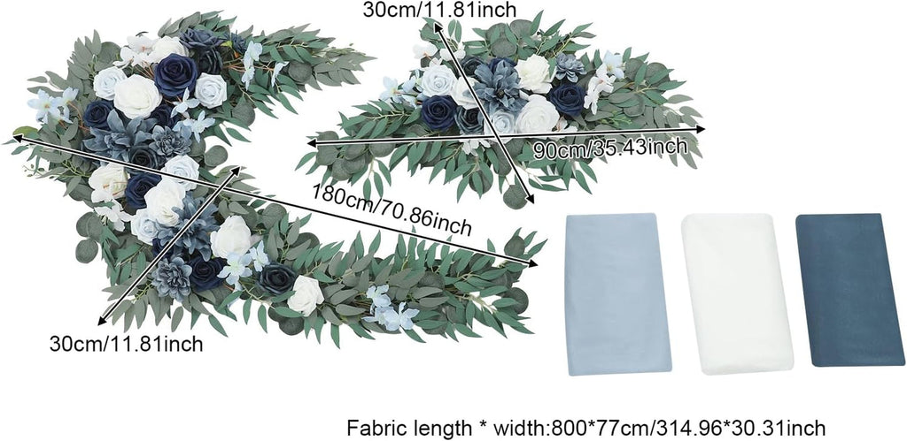 Blue artificial flower arrangement for event arches