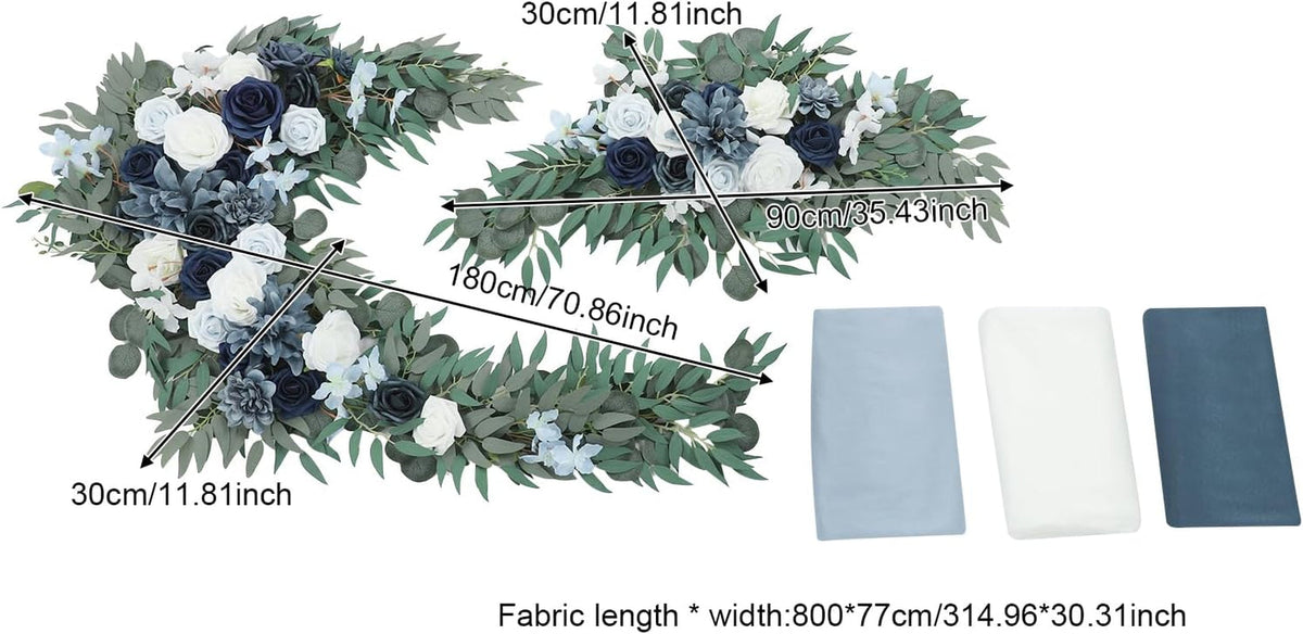 Blue artificial flower arrangement for event arches
