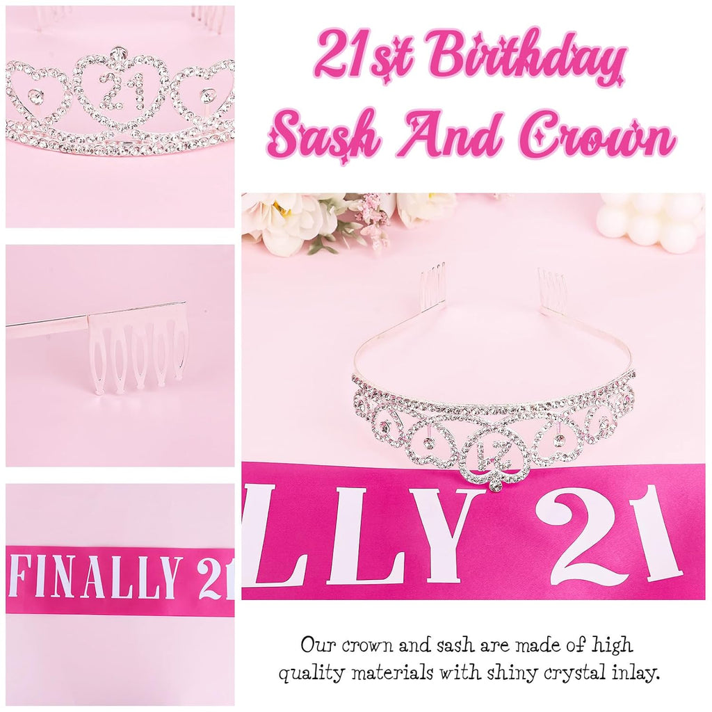 Hot pink milestone birthday sash and crown