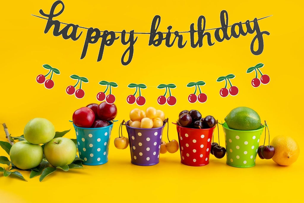 Birthday banner with cherry theme