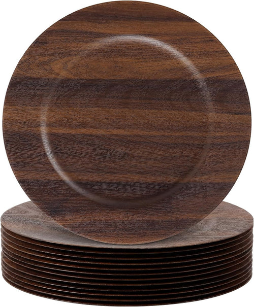 Dark brown faux wood charger plates
