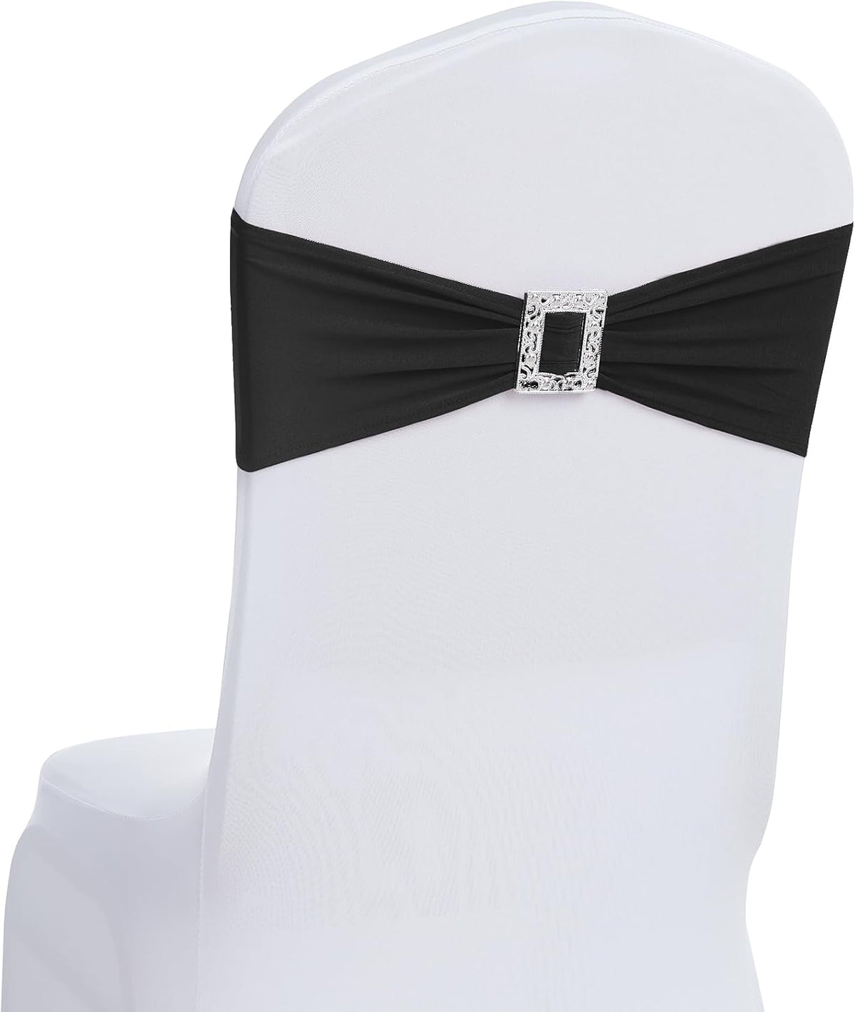 Black spandex chair sashes with buckle