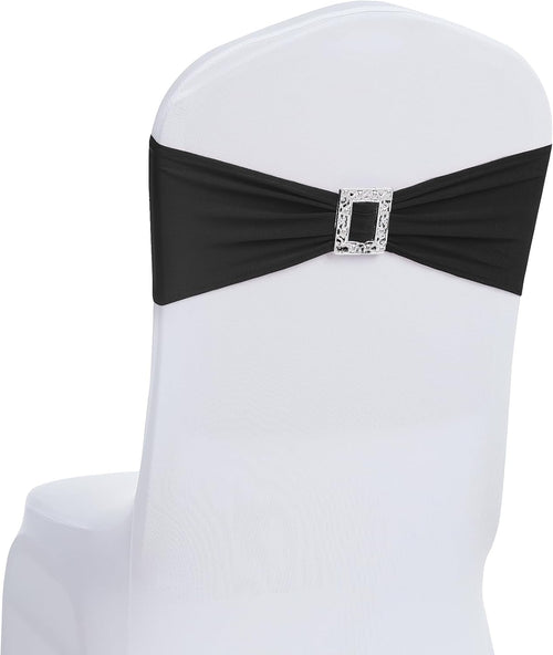 Black spandex chair sashes with buckle
