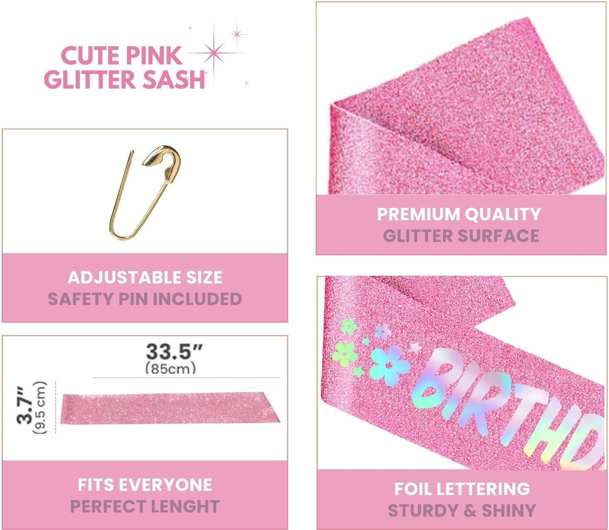 Pink birthday sash for party celebrations