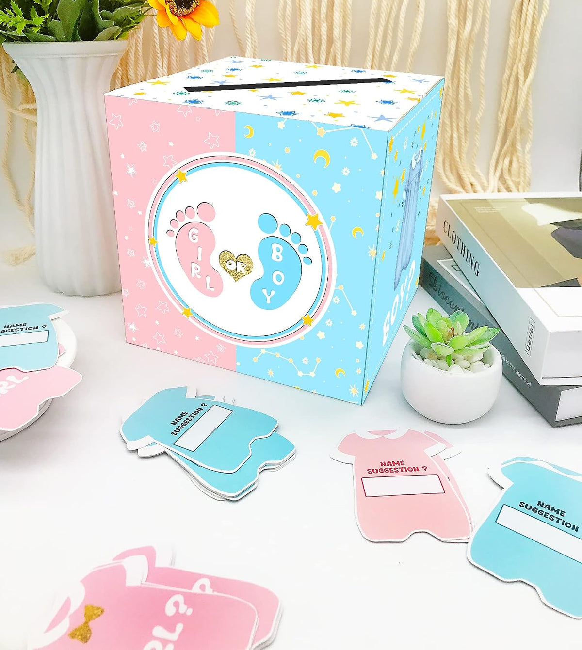 Baby shower gender reveal voting box set