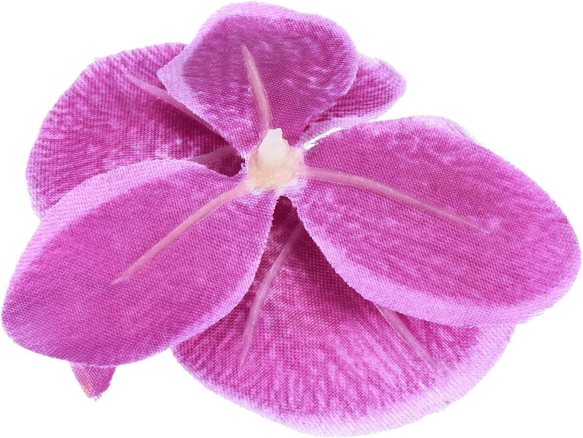 Artificial orchid flower heads in dark purple