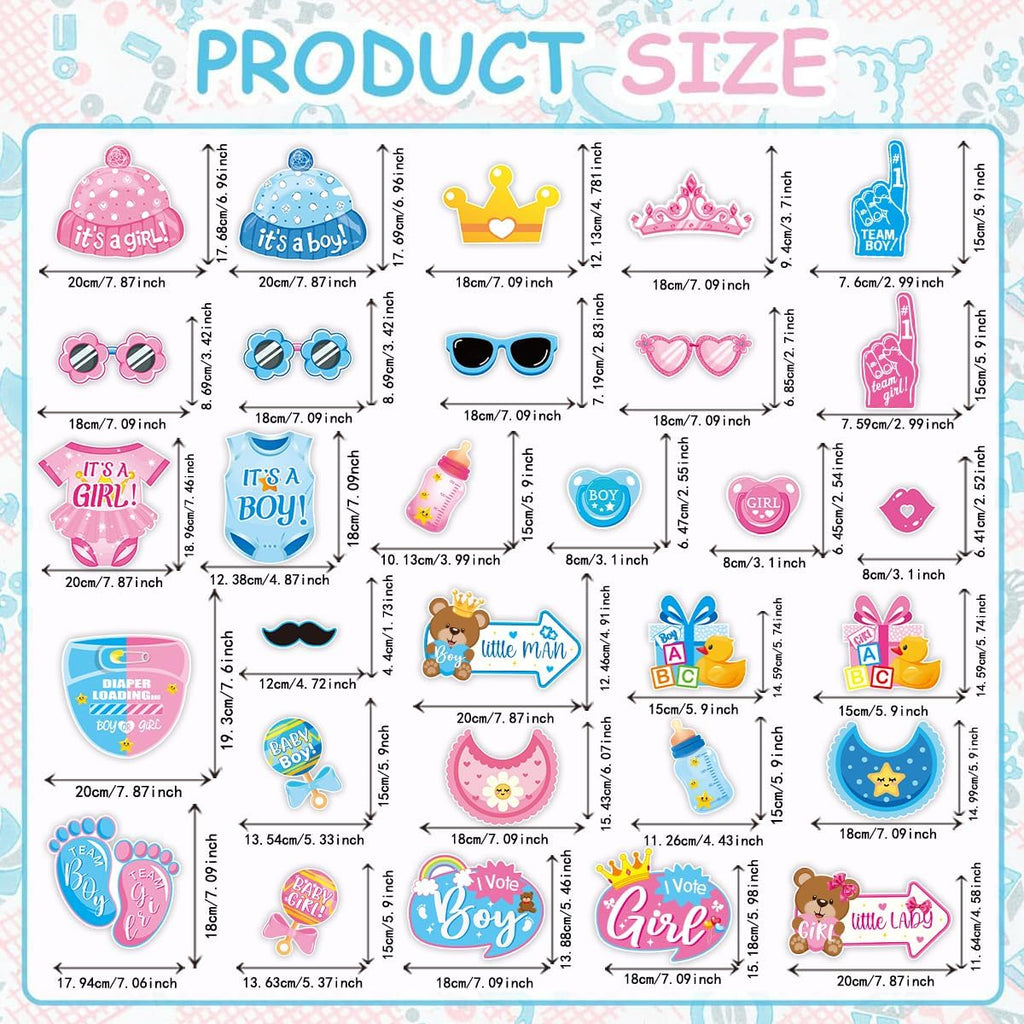 30-piece pink and blue photo prop set