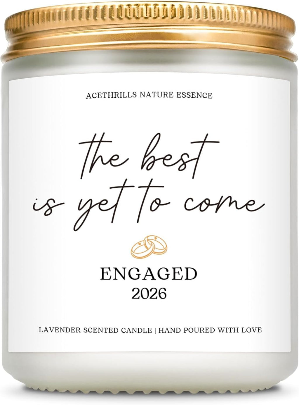 Lavender engagement candle with Best Is Yet to Come message