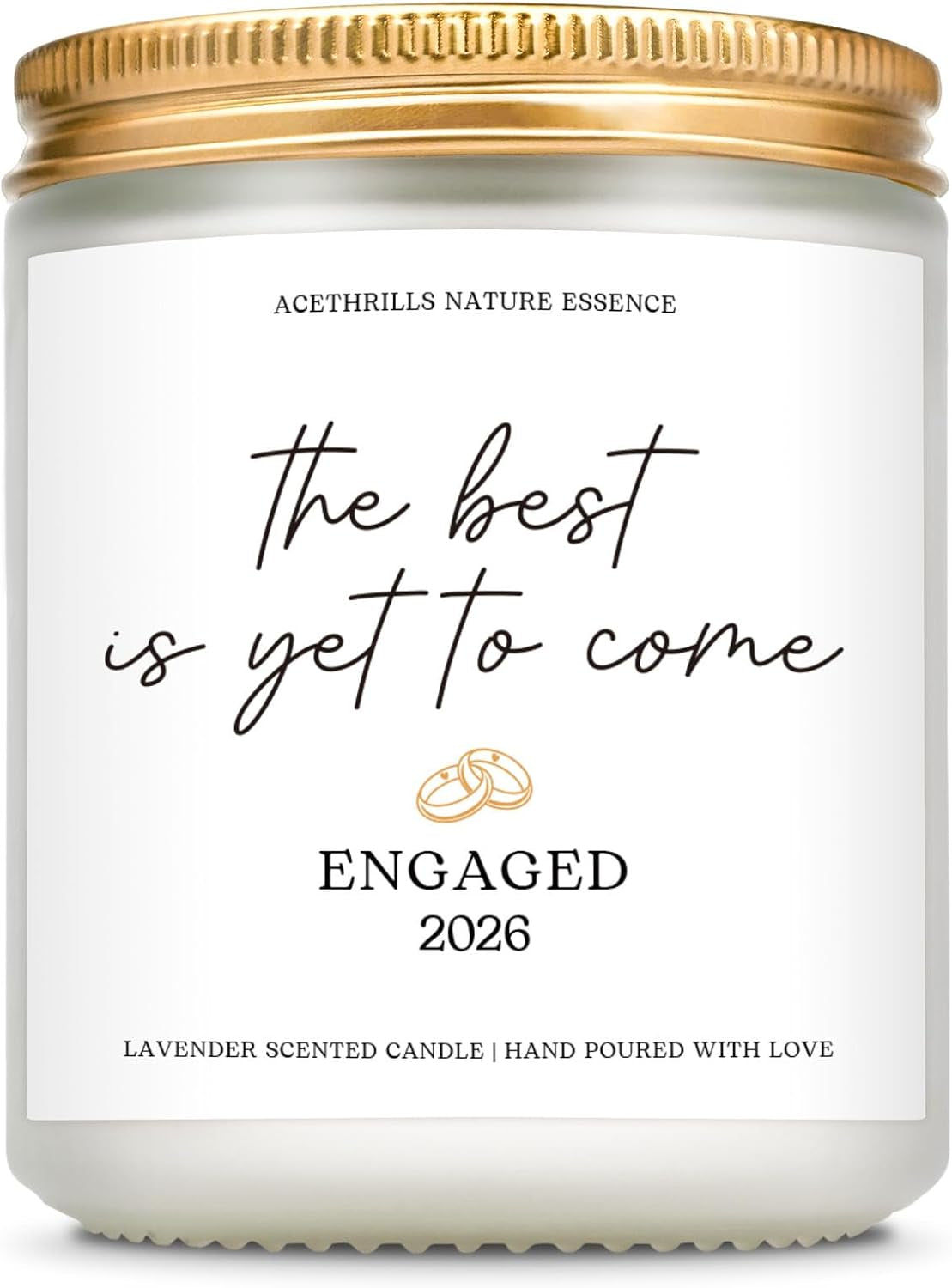 Lavender engagement candle with Best Is Yet to Come message