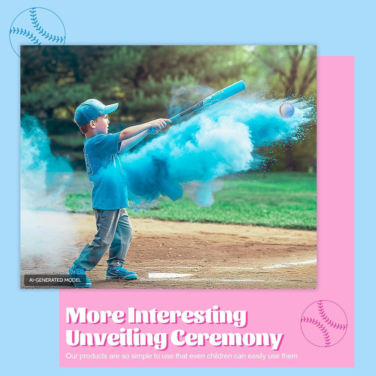 Sports-themed gender reveal baseball activity