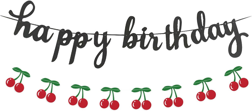 Cherry-themed Happy Birthday banner