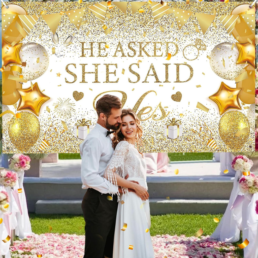 Celebration backdrop for newly engaged couples