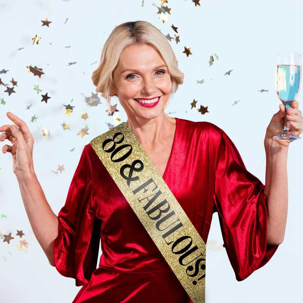 80th milestone birthday sash and party accessory