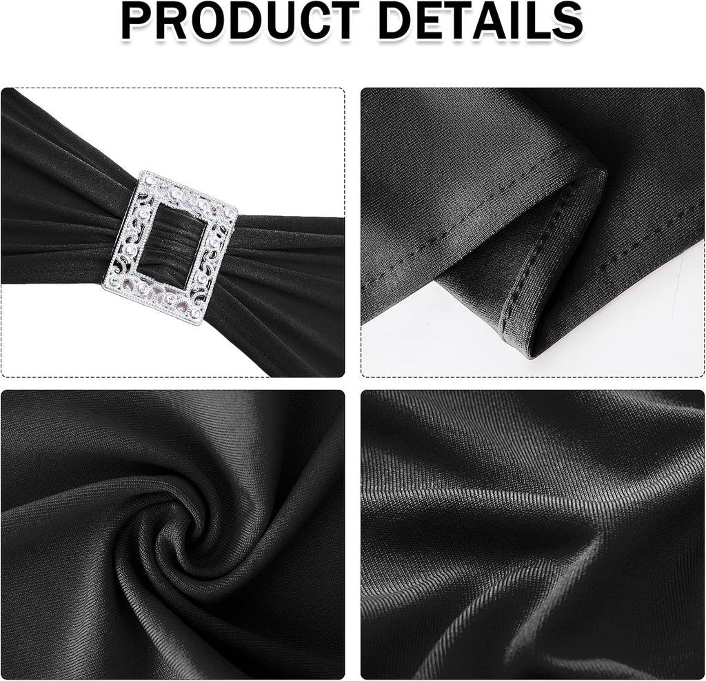 Stretch black chair sash with decorative buckle