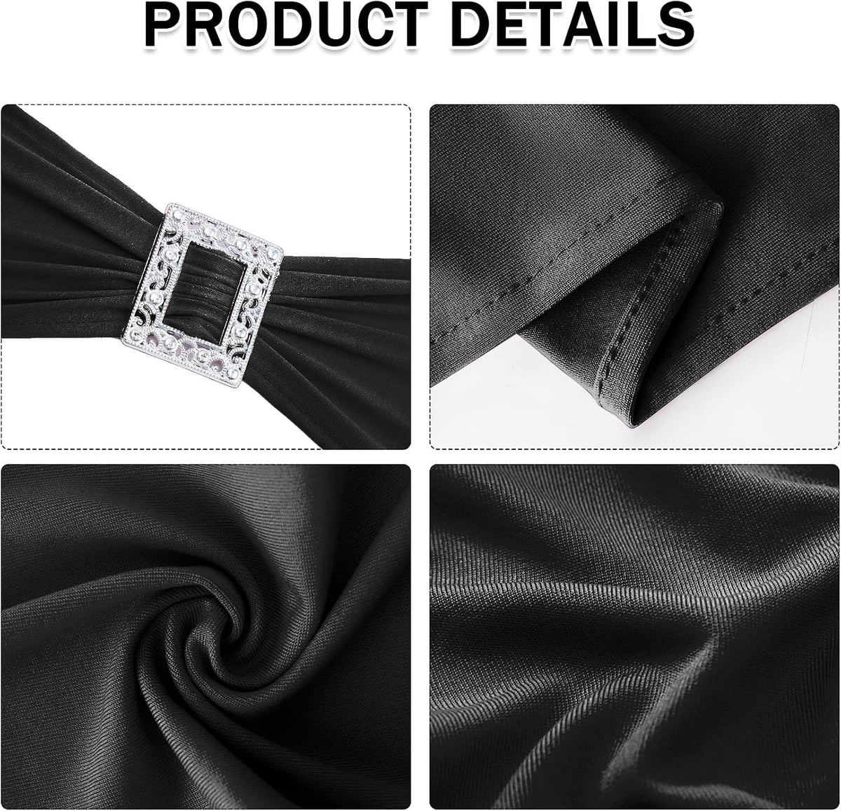 Stretch black chair sash with decorative buckle