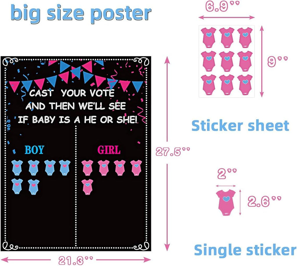 Pink and blue gender reveal prediction stickers