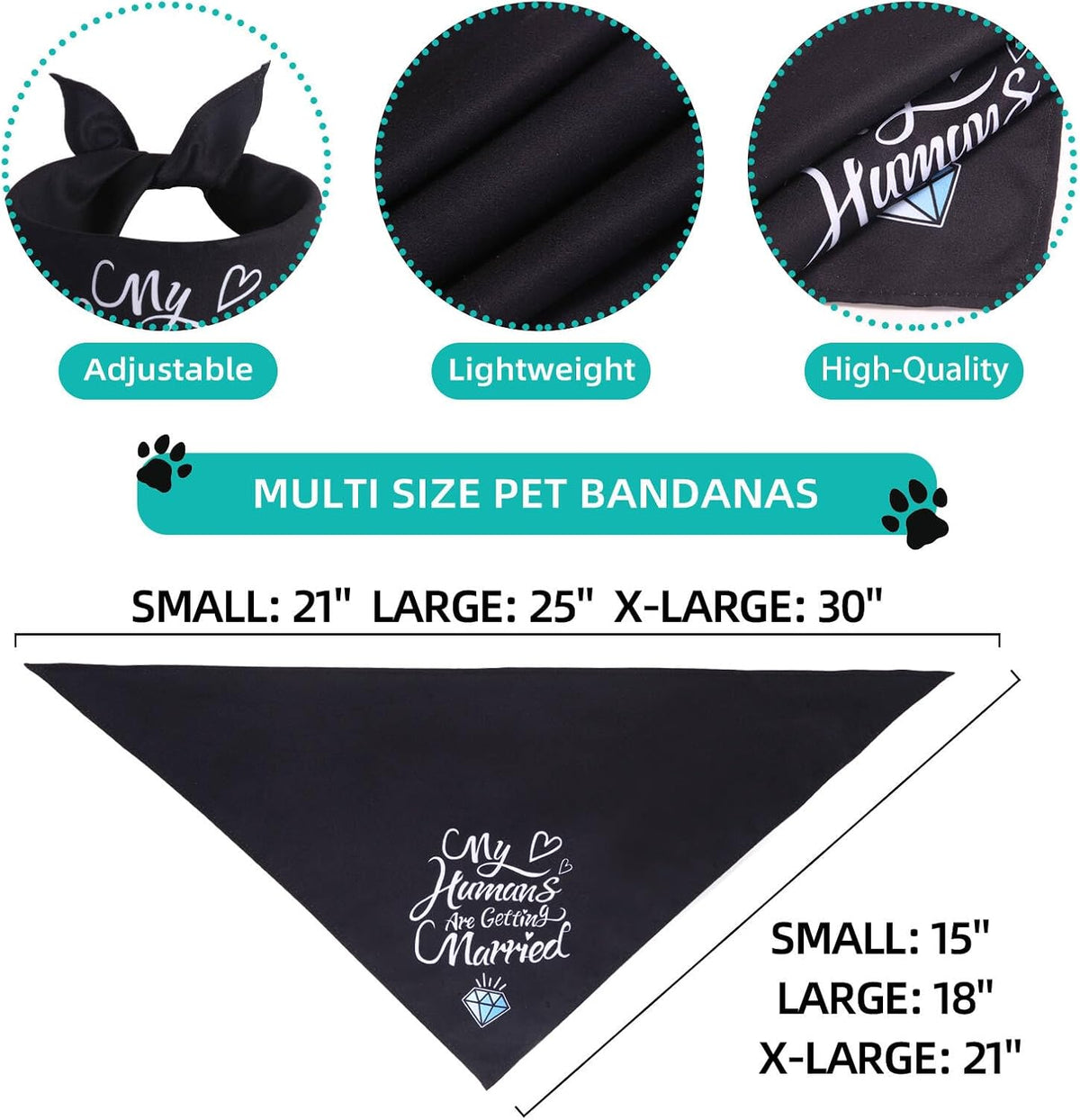 Large black wedding announcement dog bandana