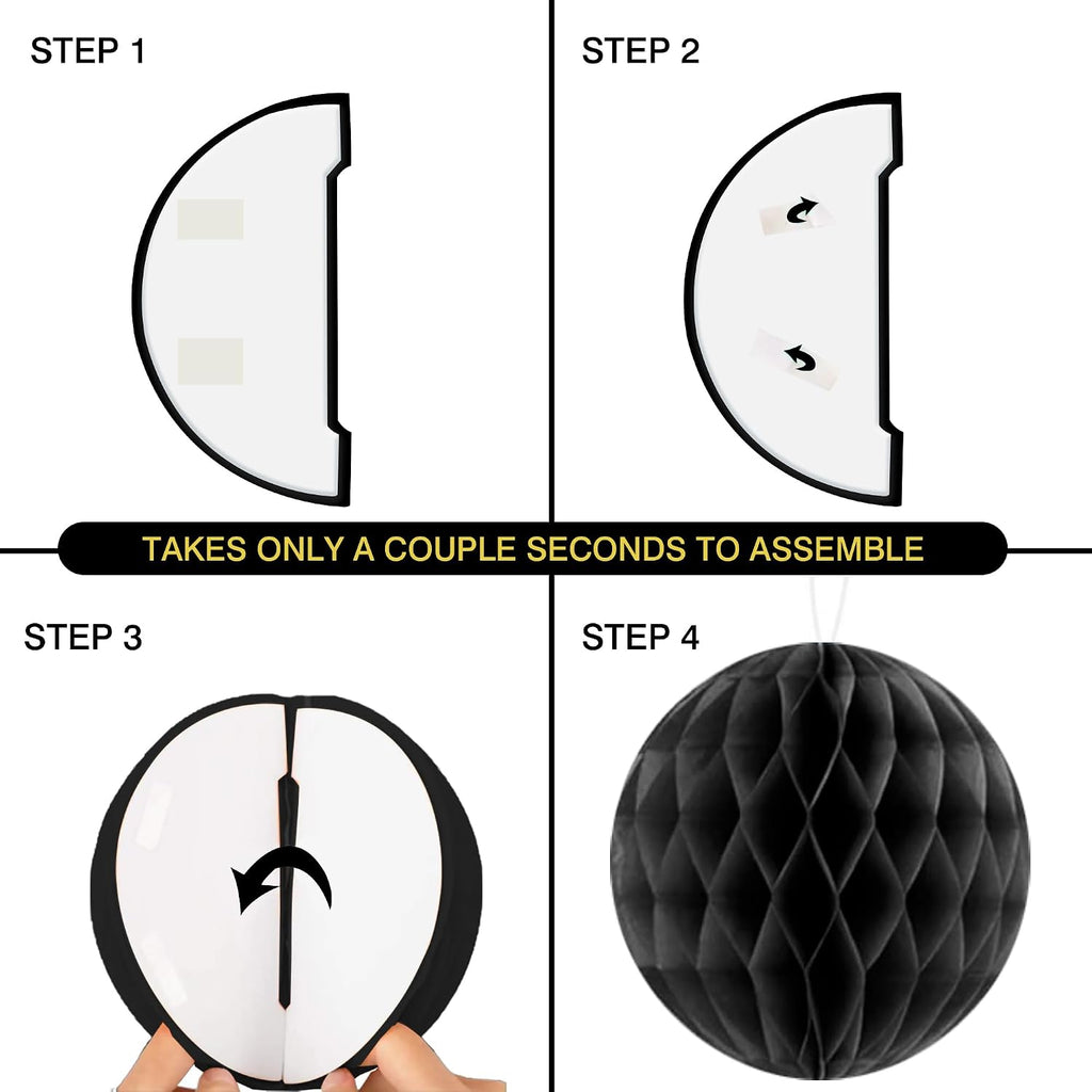 Black and gold party décor for birthdays
