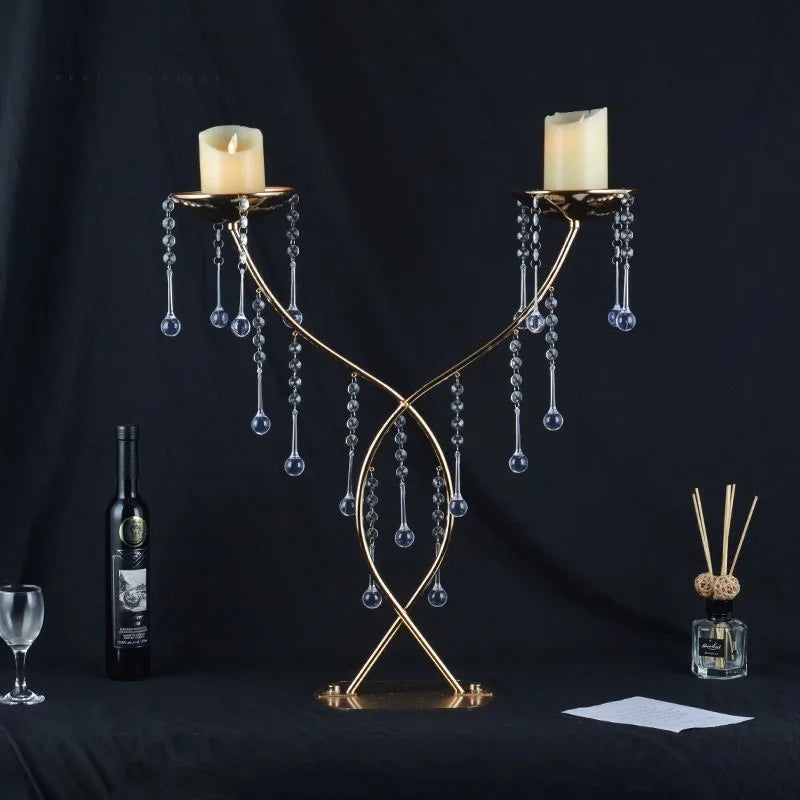 Wedding table flower stands with crystal accents