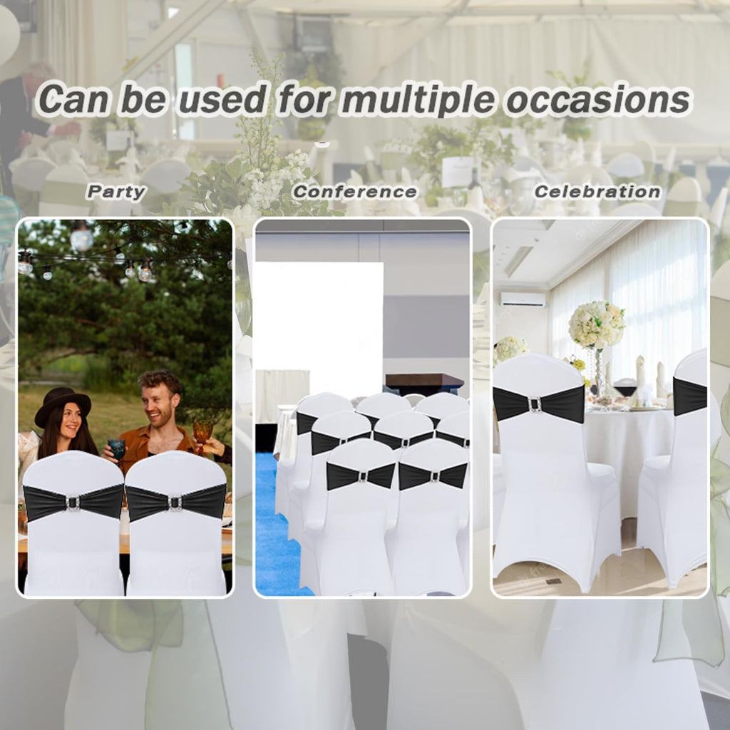 Elastic black chair sashes with square buckle