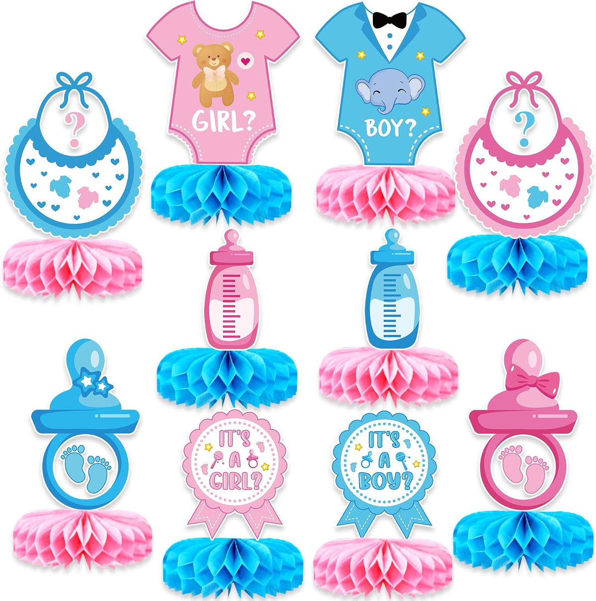 Gender reveal centerpiece decorations for celebrations
