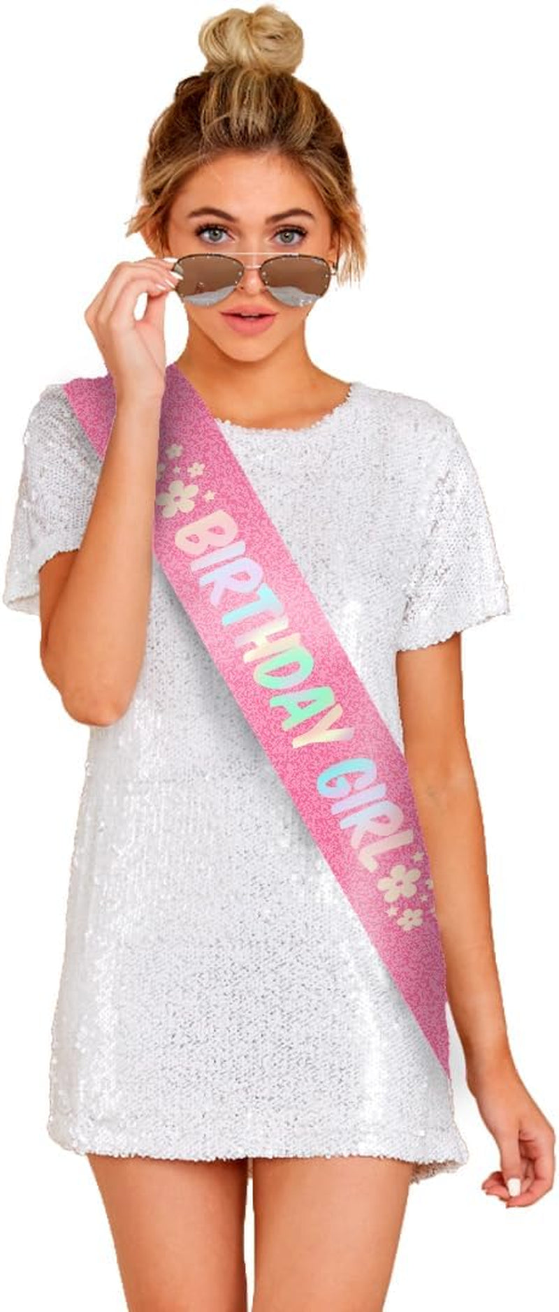Pink floral sash for the birthday guest of honor