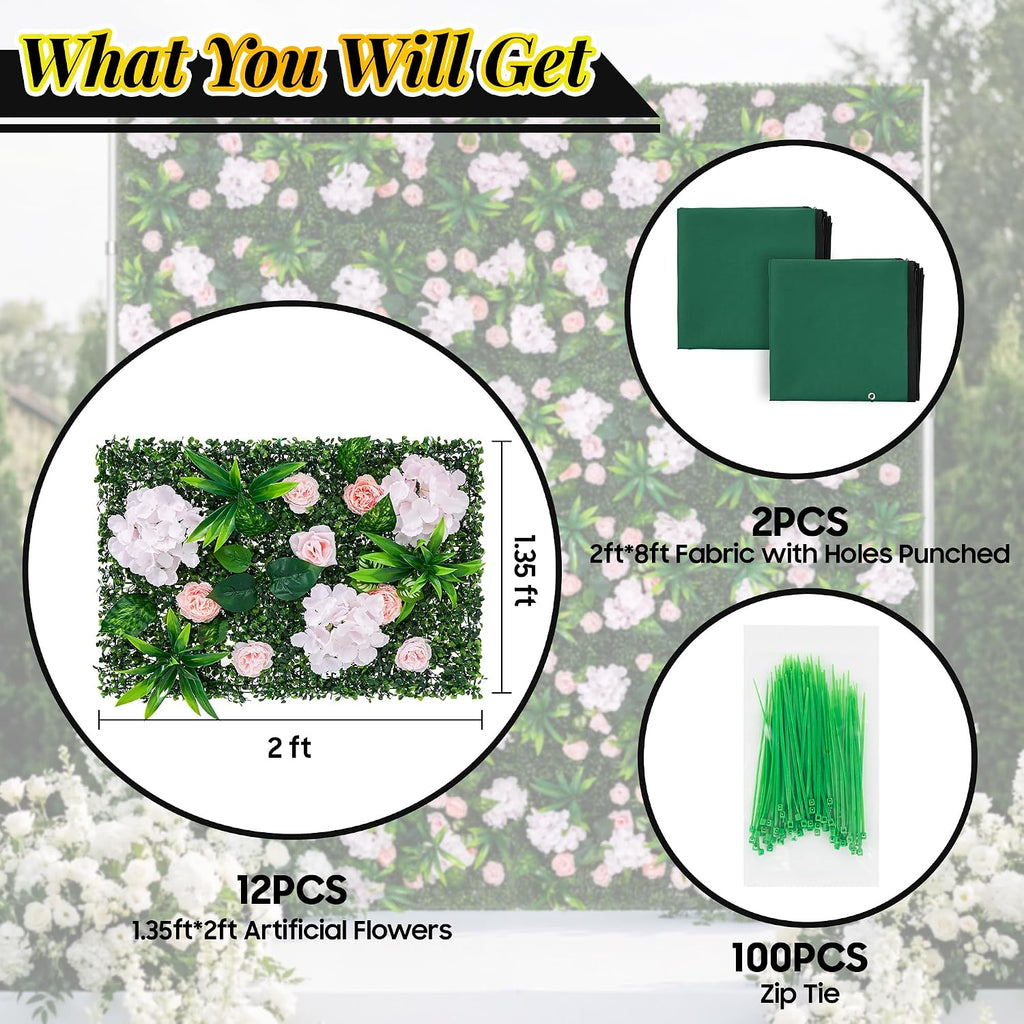 Reusable pink floral backdrop wall panels