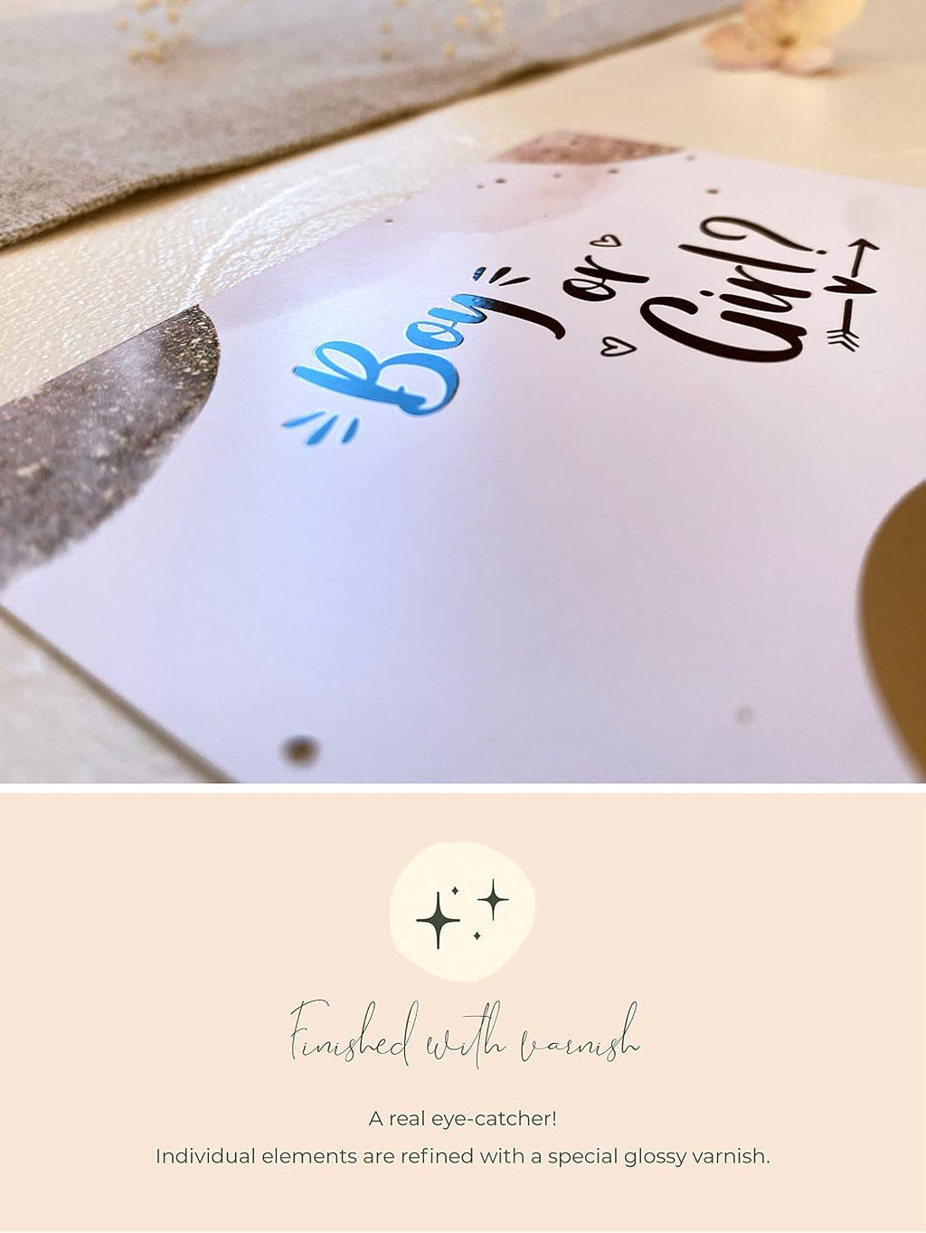 Pregnancy announcement card with scratch-off heart