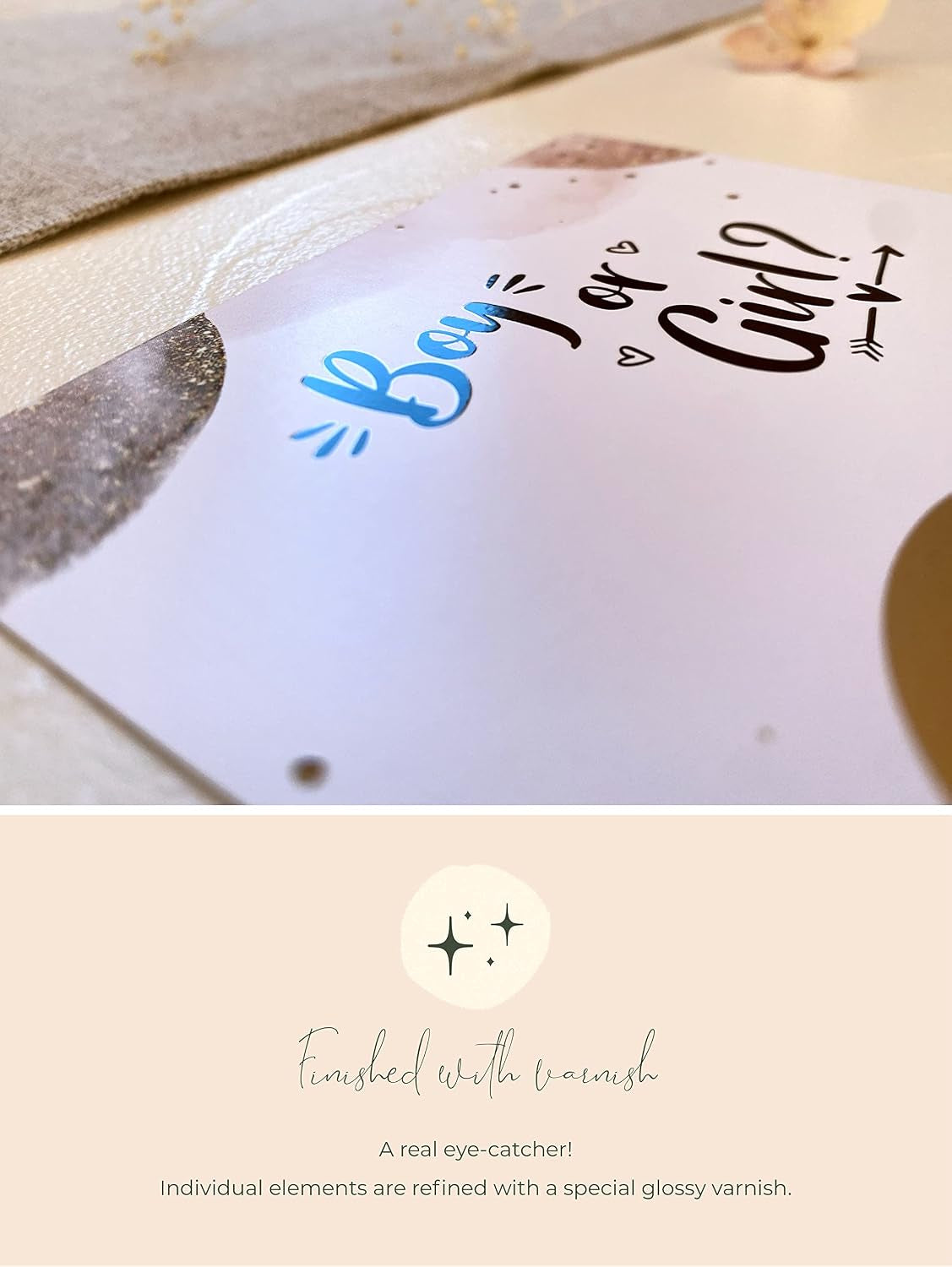 Pregnancy announcement card with scratch-off heart
