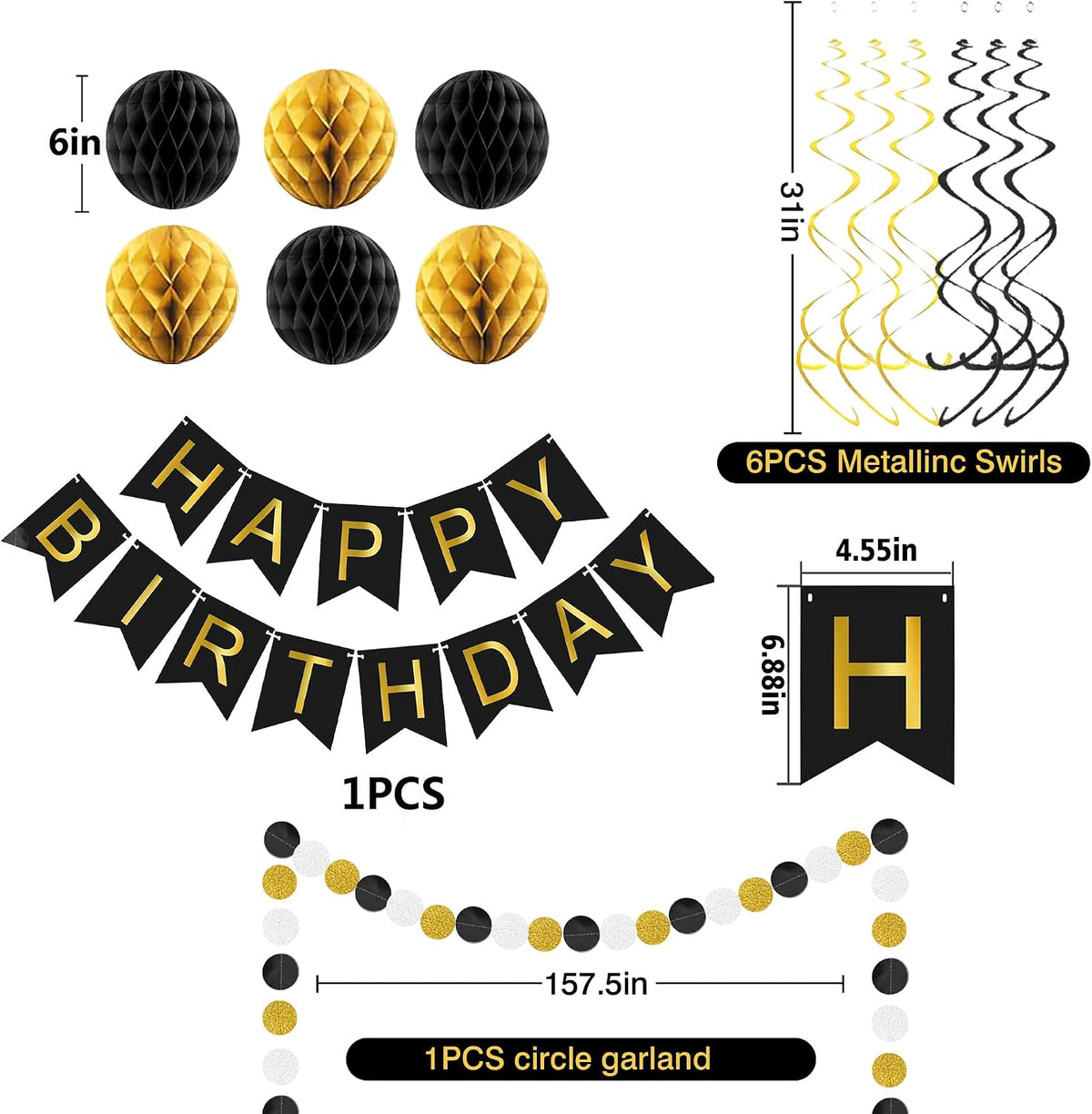 Black and gold birthday party decorations
