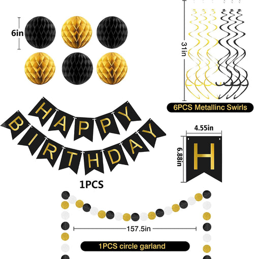 Black and gold birthday party decorations