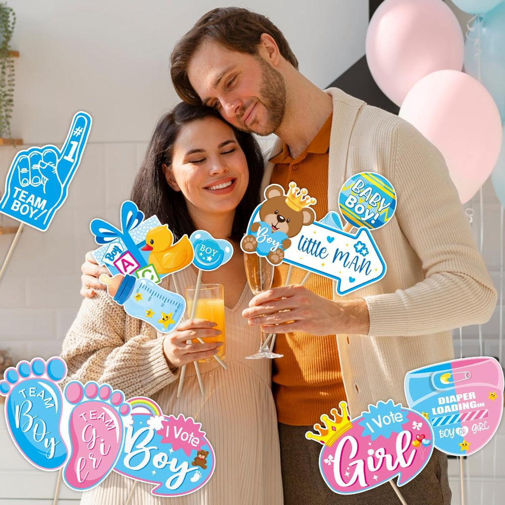 Photo props for baby shower and gender reveal pictures