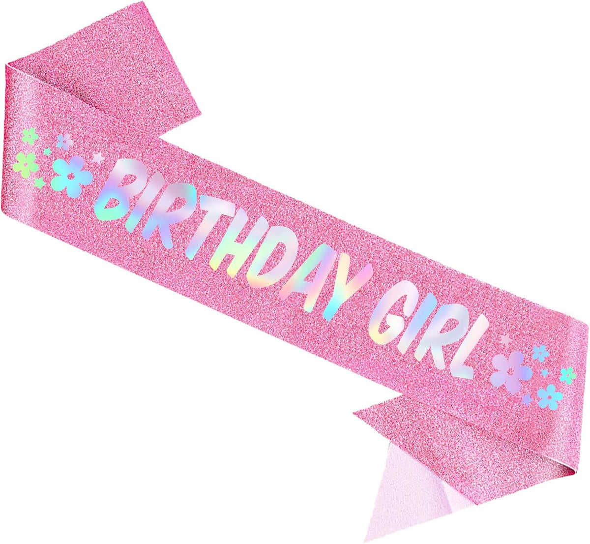 Birthday party sash with pink floral design
