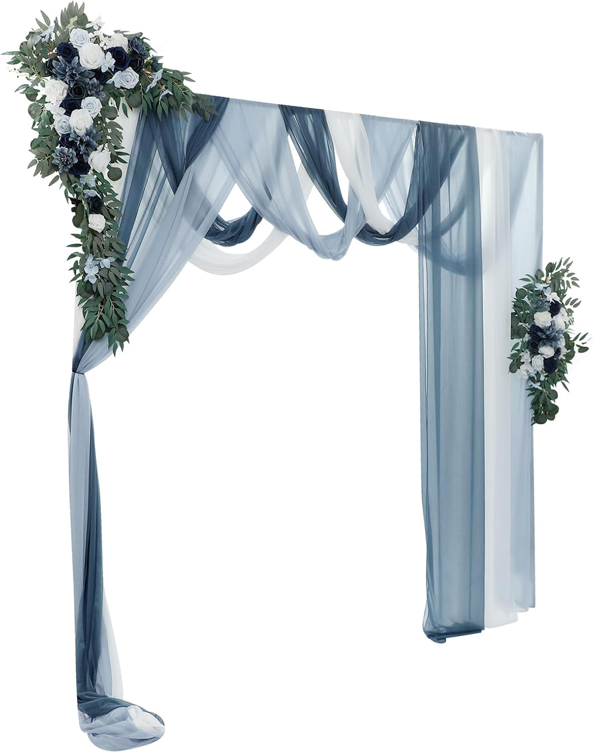 Blue artificial wedding arch floral and draping kit