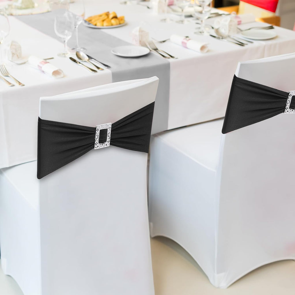Black chair sash set for wedding and banquet seating