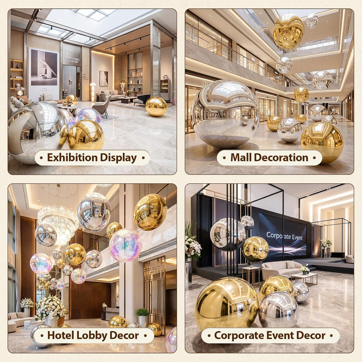 Silver mirror-style inflatable ball for parties