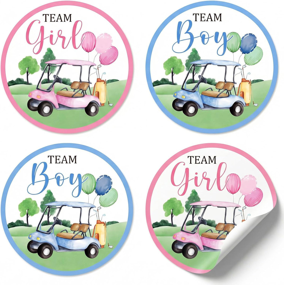 Golf gender reveal prediction stickers