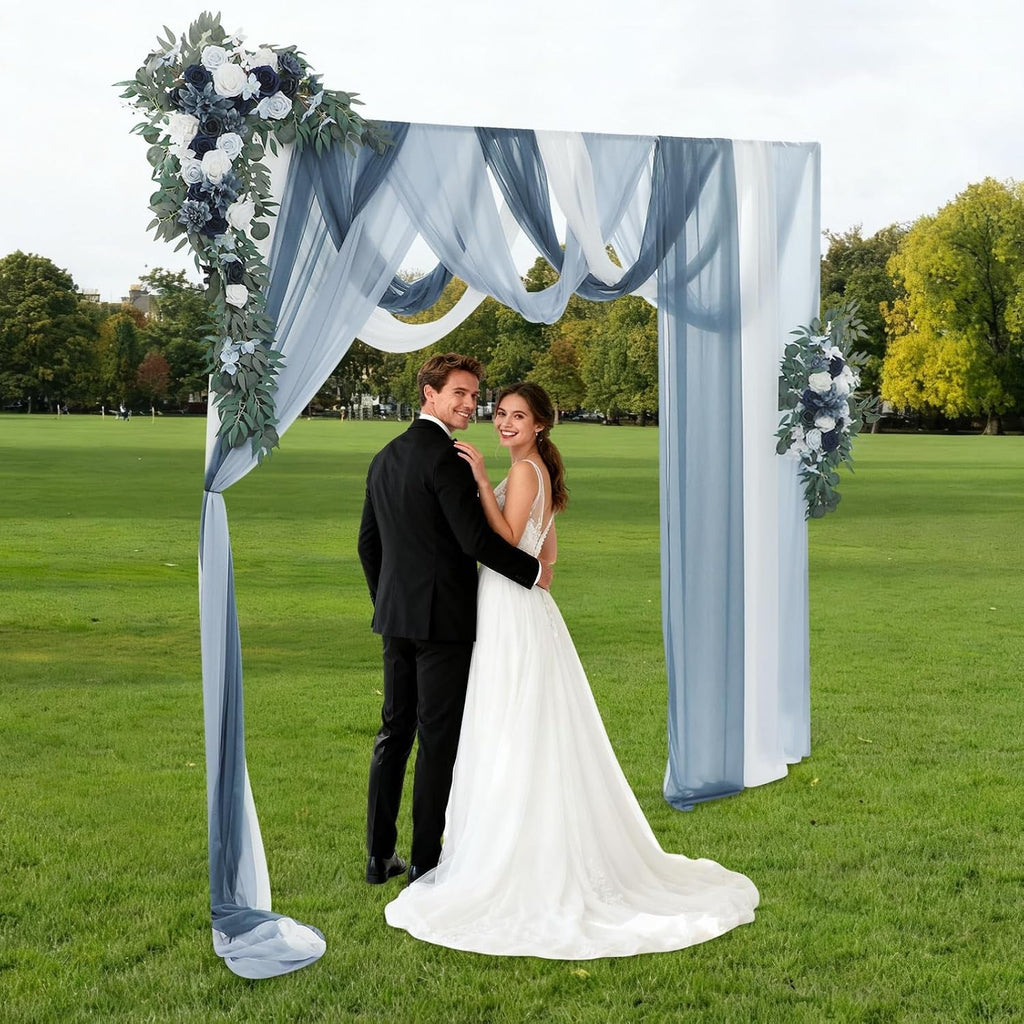 Blue floral arch décor for wedding ceremonies