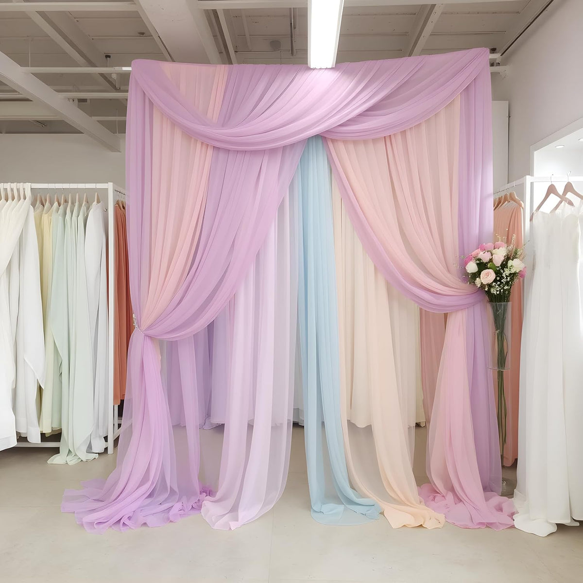 Five-yard white chiffon fabric for wedding arches
