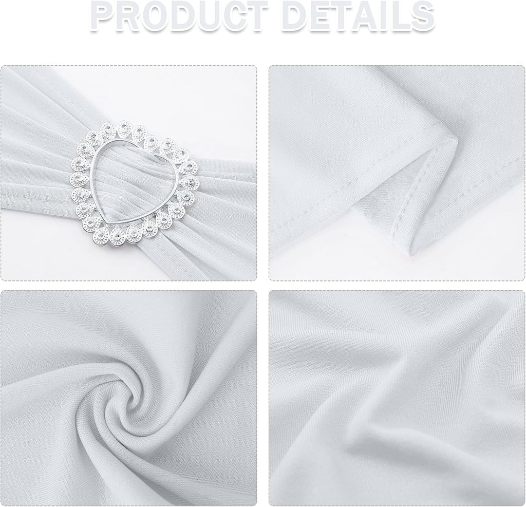 Stretch white chair sash with square buckle