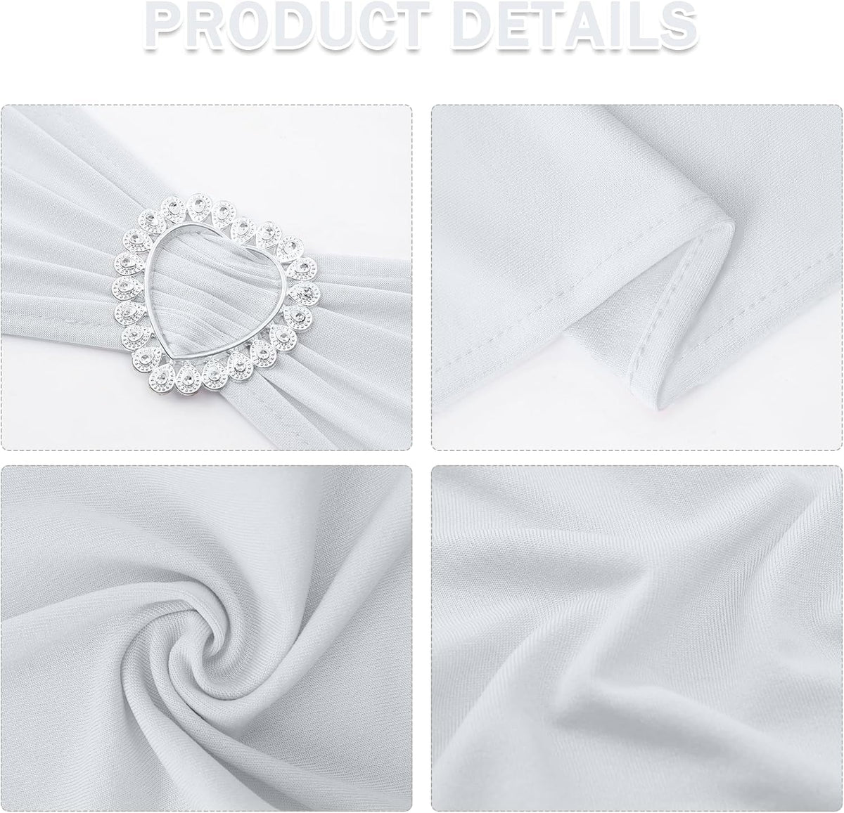 Stretch white chair sash with square buckle