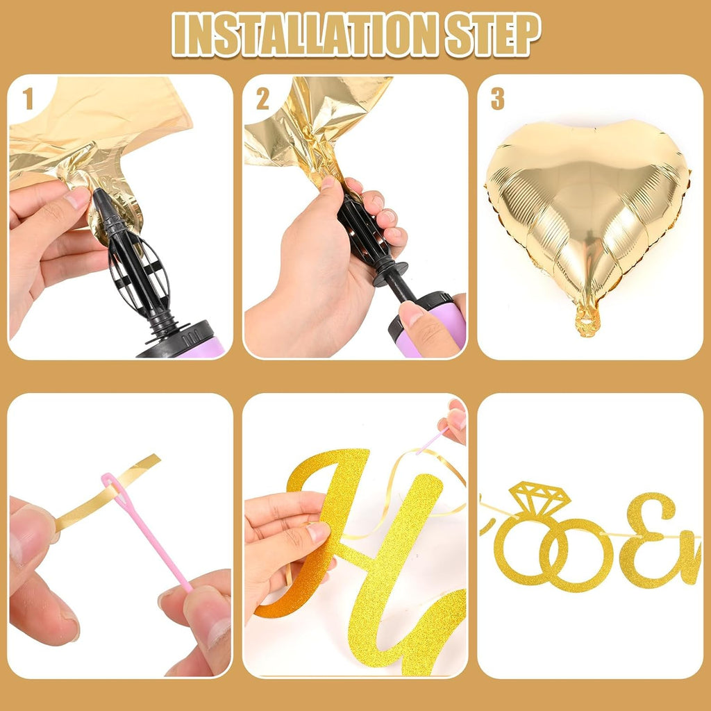 Coordinated engagement party decoration set